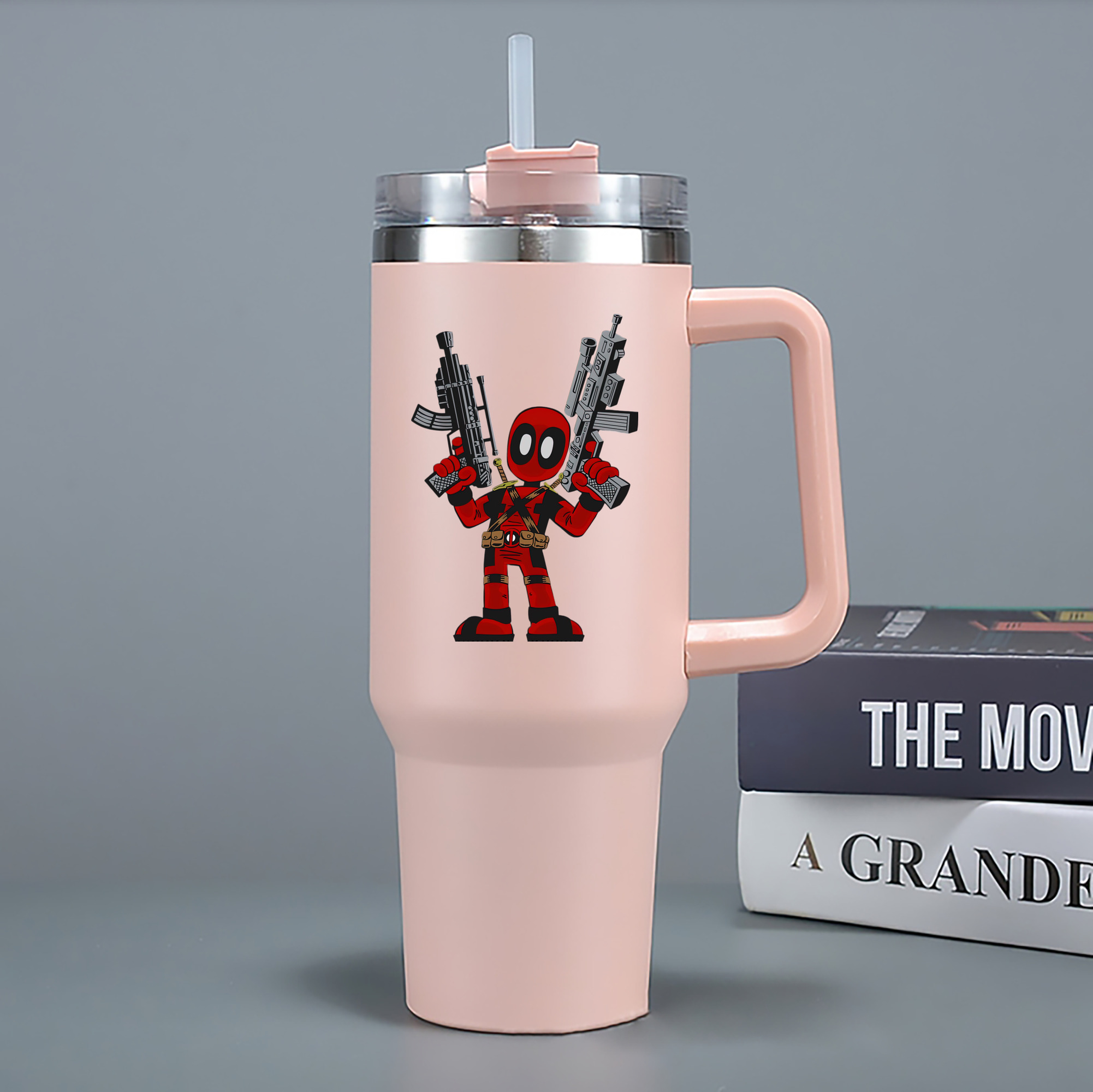（画像用） Deadpool デッドプール 1200mL車用タンブラー - クリスタルステッカー（プラスチックストロー付き）